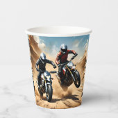 Dirt Bike Motorräder Racing in der Wüste, Pappbecher (Vorderseite)