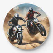 Dirt Bike Motorräder Racing in der Wüste, Pappteller (Vorderseite)