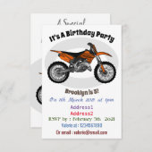 Dirt bike off-road motorrad / motocross-Cartoon Einladung (Vorne/Hinten)