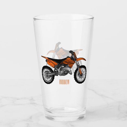 Dirt bike off-road motorrad / motocross-Cartoon Glas (Vorderseite)