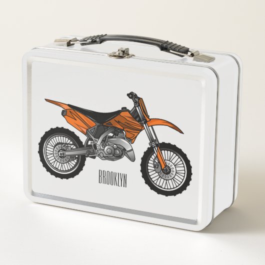 Dirt bike off-road motorrad / motocross-Cartoon Metall Brotdose (Vorderseite)