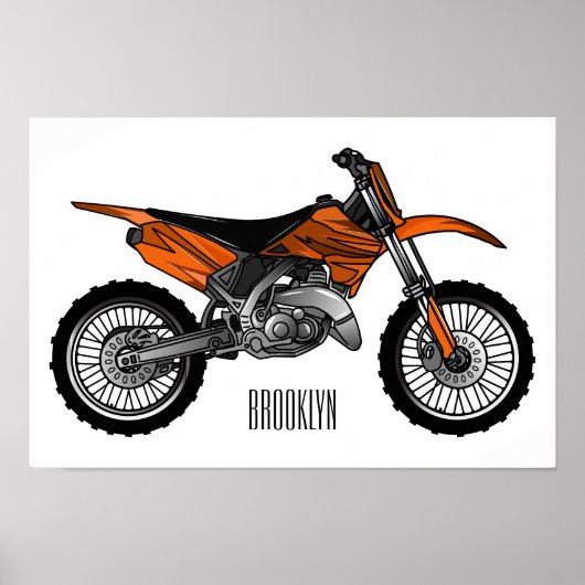 Dirt bike off-road motorrad / motocross-Cartoon Poster (Vorne)
