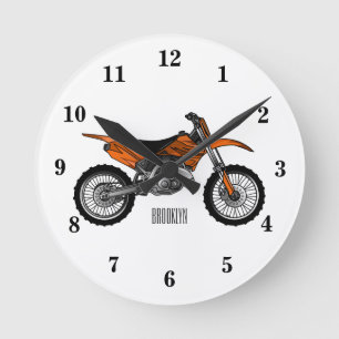 Dirt bike off-road motorrad / motocross-Cartoon Runde Wanduhr