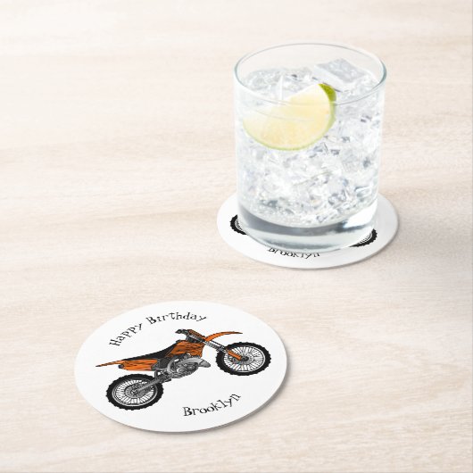 Dirt bike off-road motorrad / motocross-Cartoon Runder Pappuntersetzer (Vor Ort)