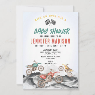 Dirt Bike Race Kinderdusche Einladung für Junge