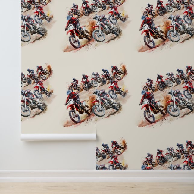Dirt Bike Racers Seamless Repeating Pattern Tapete (Anwendung)
