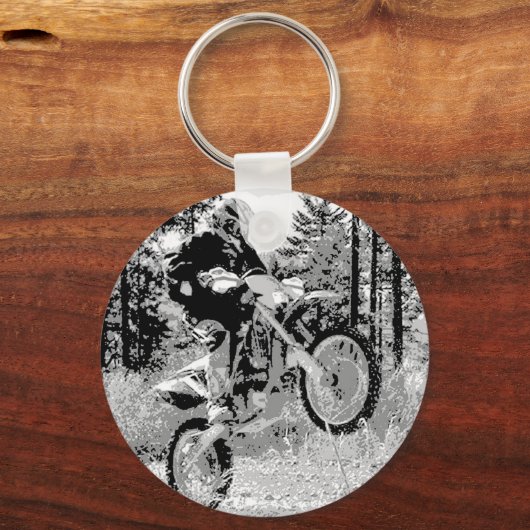 Dirt bike radeln im Wald Schlüsselanhänger (Vorderseite)