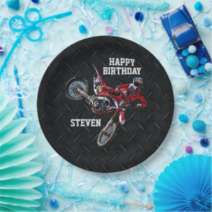 Dirt Bike Red Birthday Sport Motorrad Cool Pappteller