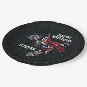 Dirt Bike Red Birthday Sport Motorrad Cool Pappteller (Schrägansicht)