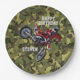 Dirt Bike Red Birthday Sport Motorrad Coole Camouf Pappteller
