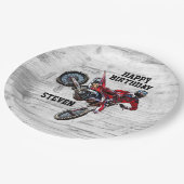 Dirt Bike Red Birthday Sport Motorrad Cooles Papie Pappteller (Schrägansicht)