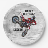 Dirt Bike Red Birthday Sport Motorrad Cooles Papie Pappteller (Vorderseite)