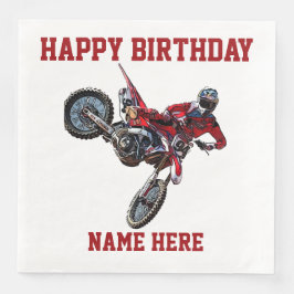 Dirt Bike Red Birthday Sportname Racing Napkins Serviette