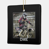 Dirt Bike Rider Boys Foto Square Keramikornament (Links)
