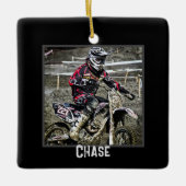 Dirt Bike Rider Boys Foto Square Keramikornament (Vorderseite)