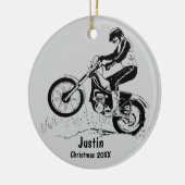 Dirt Bike Rider Ornament (silbergrau) (Links)