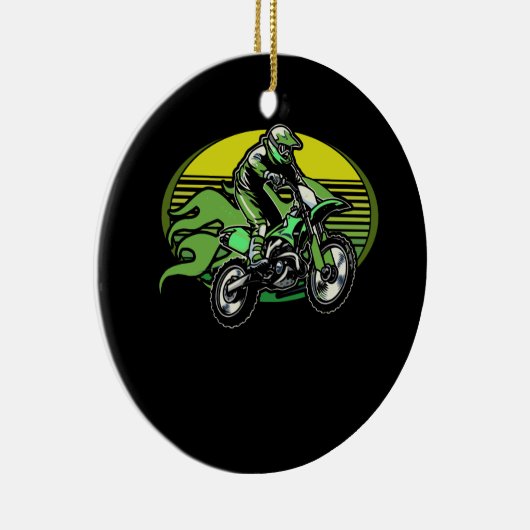 Dirt Bike Rider Tire Tracks Neon Green Jugend Keramik Ornament (Rechts)