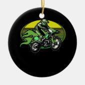 Dirt Bike Rider Tire Tracks Neon Green Jugend Keramik Ornament (Vorne)