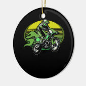 Dirt Bike Rider Tire Tracks Neon Green Jugend Keramik Ornament (Links)
