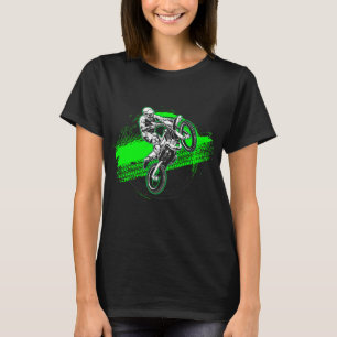 Dirt Bike Rider Tire Tracks Neon Green Jugend T-Shirt