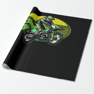 Dirt Bike Rider Tire Tracks Neon Green Youth Geschenkpapier