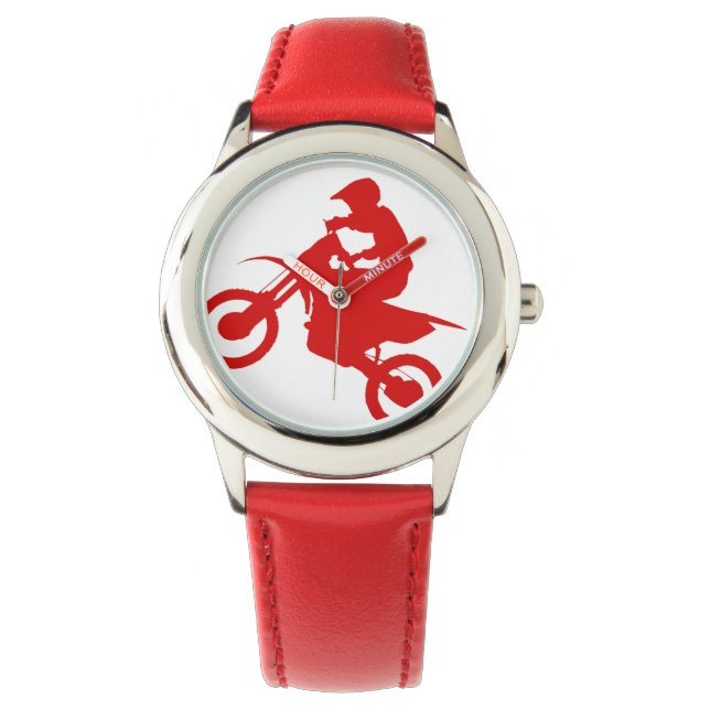 DIRT BIKE ( rot ) Armbanduhr (Vorderseite)