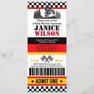 Dirt Bike Ticket Pass Kinderdusche Party Einladung