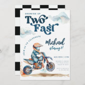 Dirt Bike Two Fast Geburtstag Einladung (Vorne/Hinten)