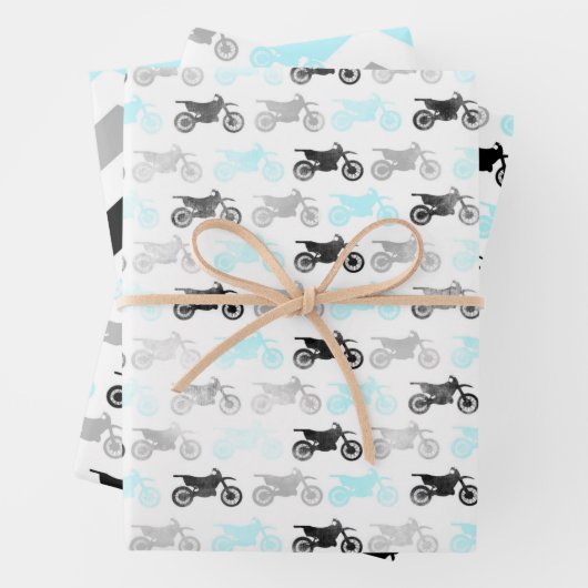 Dirt Bike und Zickzack Wrapping Paper Geschenkpapier Set (Beispiel)