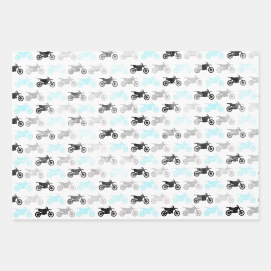 Dirt Bike und Zickzack Wrapping Paper Geschenkpapier Set (Vorderseite)