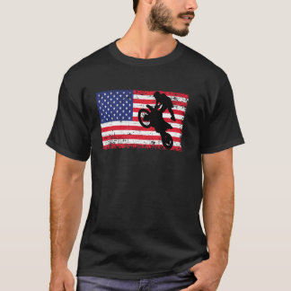 Dirt Bike US American Flag Motocross Biker Vintag T-Shirt
