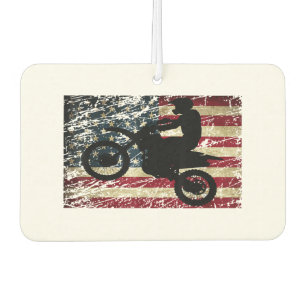 Dirt Bike USA Flag T - Shirt Motocross American Fl Autolufterfrischer
