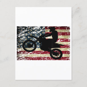 Dirt Bike USA Flag T - Shirt Motocross American Fl Begleitkarte