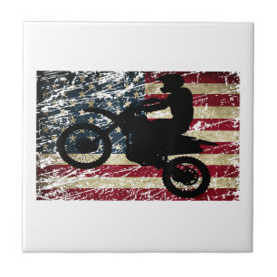 Dirt Bike USA Flag T - Shirt Motocross American Fl Fliese