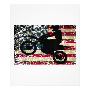 Dirt Bike USA Flag T - Shirt Motocross American Fl Fotodruck
