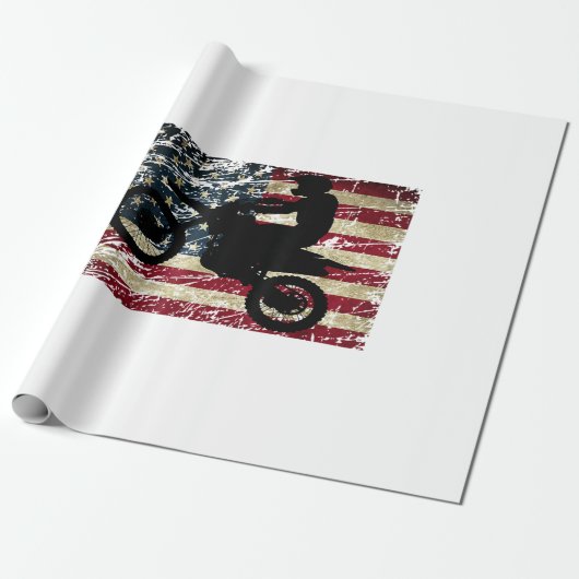 Dirt Bike USA Flag T - Shirt Motocross American Fl Geschenkpapier (Ungerollt)