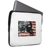 Dirt Bike USA Flag T - Shirt Motocross American Fl Laptopschutzhülle (Vorne Rechts)