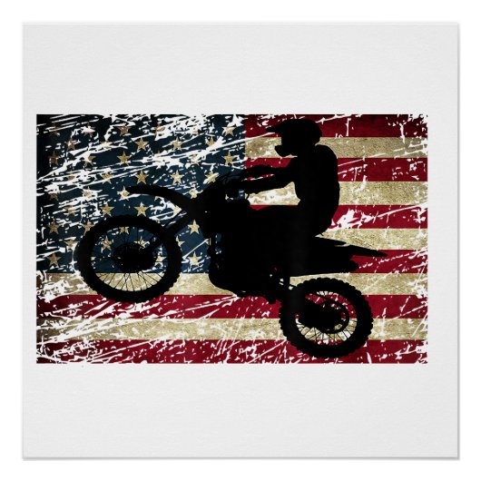Dirt Bike USA Flag T - Shirt Motocross American Fl Poster (Vorderseite)