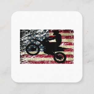 Dirt Bike USA Flag T - Shirt Motocross American Fl Quadratische Visitenkarte