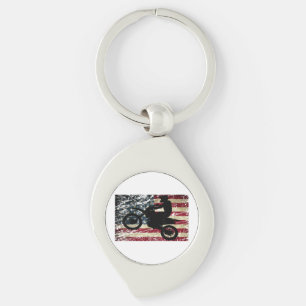 Dirt Bike USA Flag T - Shirt Motocross American Fl Schlüsselanhänger
