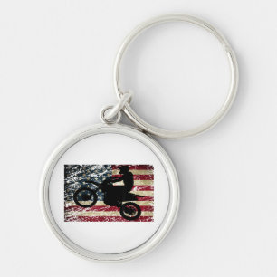 Dirt Bike USA Flag T - Shirt Motocross American Fl Schlüsselanhänger