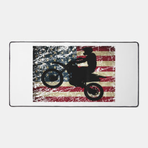 Dirt Bike USA Flag T - Shirt Motocross American Fl Schreibtischunterlage