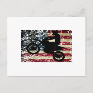 Dirt Bike USA-Flaggen-T-Shirt Motocross Amerikanis Feiertagspostkarte