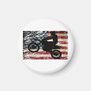 Dirt Bike USA Flaggen T-Shirt Motocross Amerikanis Magnet