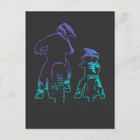 Dirt Bike Vater und Son Motocross Bike Postkarte (Vorderseite)