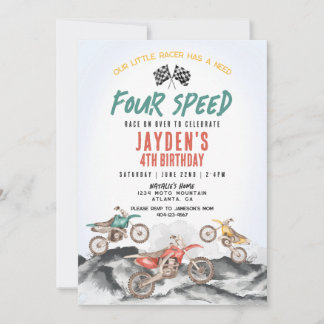 Dirt Bike Vierte Geburtstagsparty Einladung für Ju