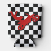 Dirt Biker auf Schachbrettmuster Dosenkühler (Vorderseite)