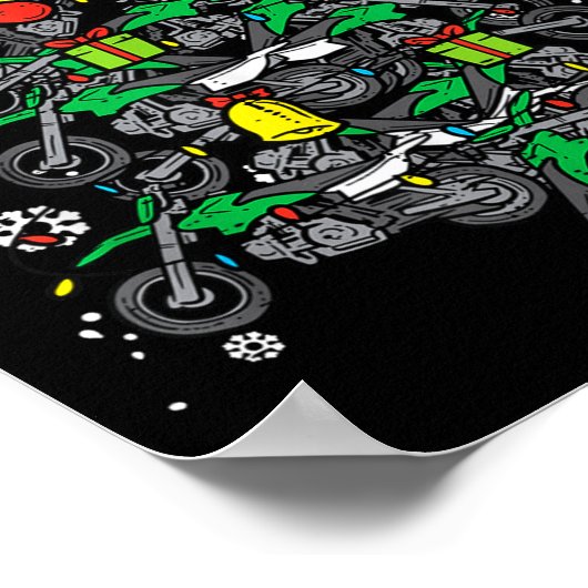 Dirt Bikes Christmas Tree Xmas Motocross Men Boy Poster (Ecke)