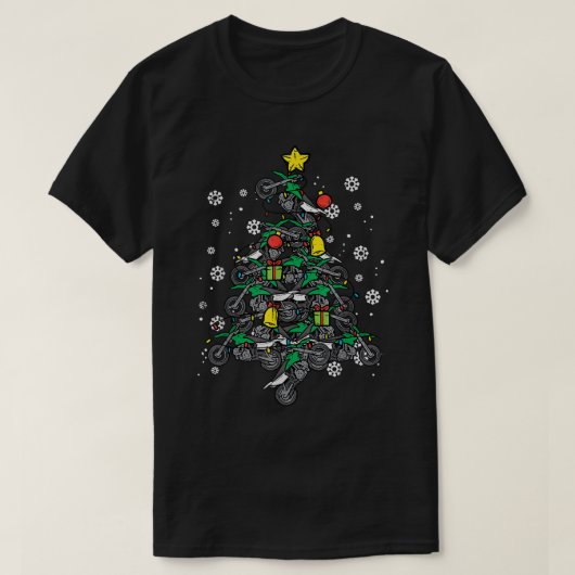 Dirt Bikes Weihnachtsbaum Xmas Pajamas PJs Motocro T-Shirt (Design vorne)