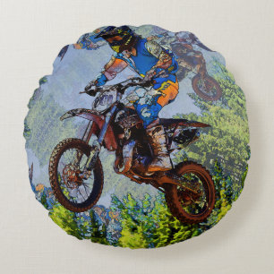 Dirt-Biking-Idioten - Motocross-Rennfahrer Rundes Kissen